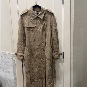 Burberry Men's Beige Trench Coat with Gold Buttons
